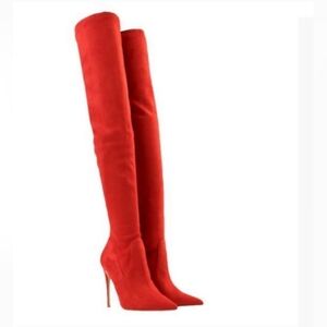 Steve madden red thigh high heeled boots
